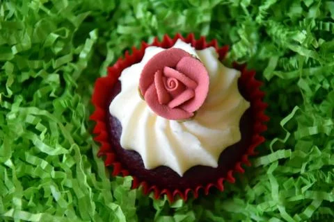 Home made decorated muffin. Easter, Mother's day, Valentine's day concept. Stock Photos