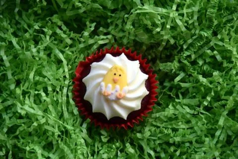 Home made decorated muffin. Easter, Mother's day, Valentine's day concept. Stock Photos