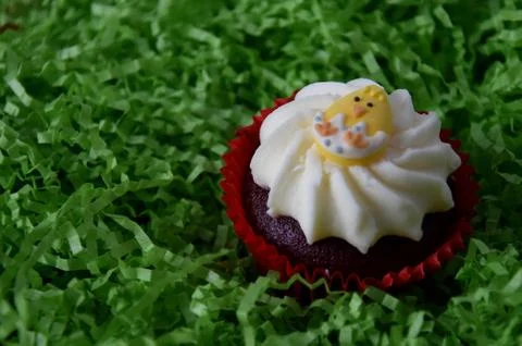 Home made decorated muffin. Easter, Mother's day, Valentine's day concept. Stock Photos