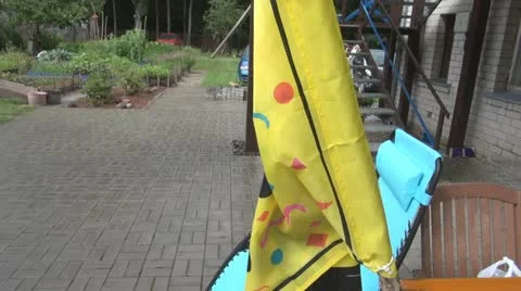 Home made flag in backyard Stock Footage 11883392