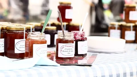 Home made jam jars Stock Footage 104167626
