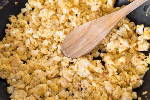 Home made scrambled eggs Stock Photos