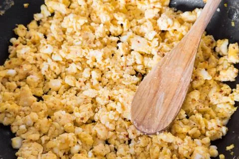 Home made scrambled eggs Stock Photos