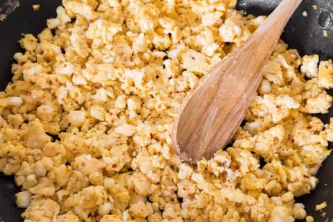 Home made scrambled eggs Foto stock