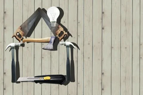 Home made of tools over  background wood texture . Stock Photos