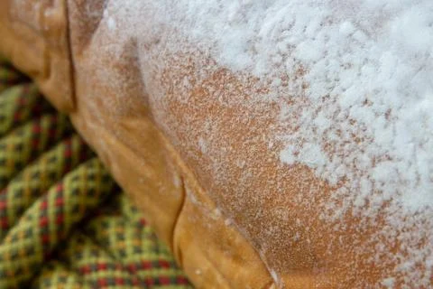 Home made wheat bread on top of a rope rug Stock-Fotos
