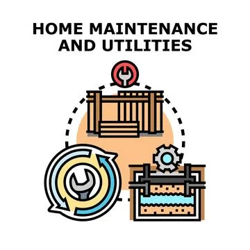 Home maintenance and utilities services concept Stock Illustration