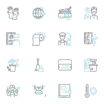 Home maintenance linear icons set. Plumbing, Electrical, Carpentry, Painting Stock Illustration