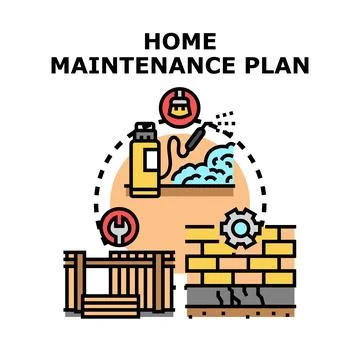 Home maintenance plan for building renovation and cleaning services Stock-Illustration