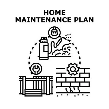 Home maintenance plan for building renovation and cleaning services Stock-Illustration