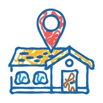 Home map location icon doodle illustration Illustrazione stock