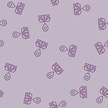 Home map location line seamless pattern 库存插图