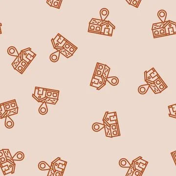 Home map location line vector seamless pattern Stock Illustration