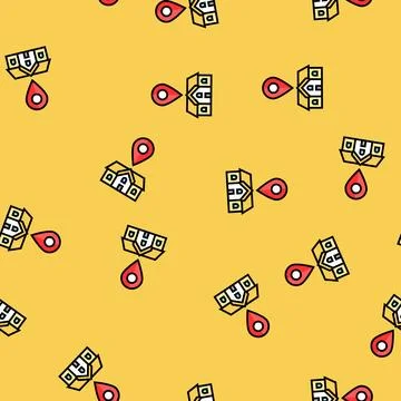 Home map location vector seamless pattern Stock Illustration