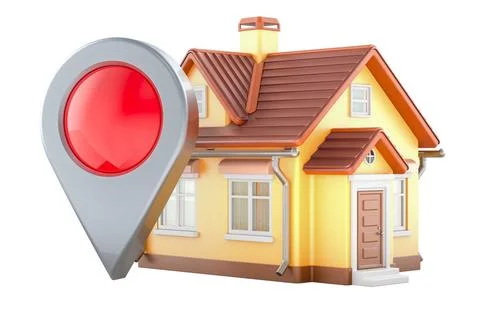 Home with map pointer, 3D rendering Home with map pointer, 3D rendering Co... 写真素材