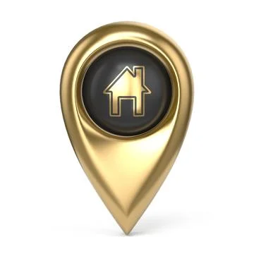 Home map pointer golden 3D Stock Illustration