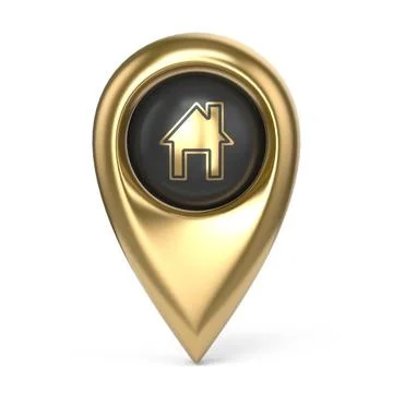 Home map pointer golden 3D Home map pointer golden 3D rendering illustrati... Stock Photos