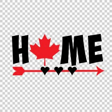Home Maple Leaf Arrow Design Text and hearts typographic 库存插图