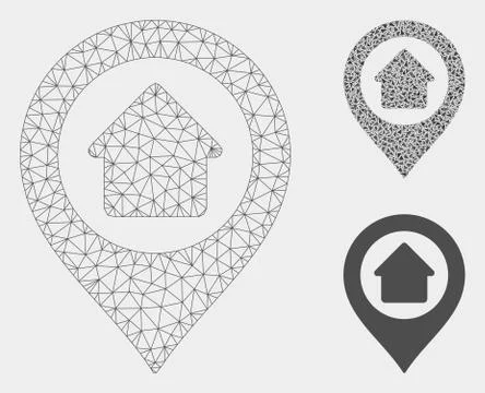 Home Marker Vector Mesh 2D Model and Triangle Mosaic Icon Illustrazione stock