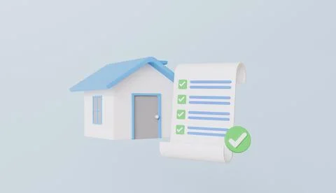 Home model and checklist approved document, business investment Stock Illustration