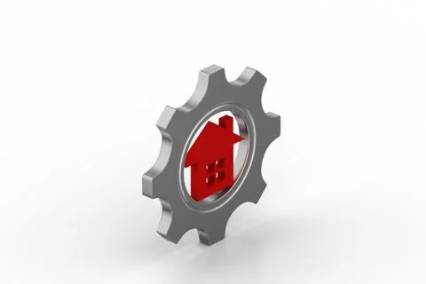 Home model with gear Free Stock Illustration