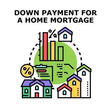 Home mortgage down payment calculating property investment finances Stock Illustration