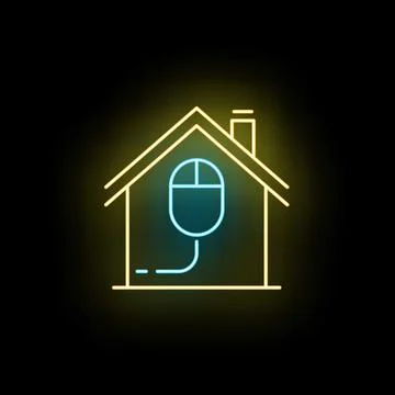 Home mouse icon representing remote work and smart home Stock Illustration