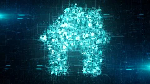 Home network information technology of internet of things IOT global big data Illustrazione stock