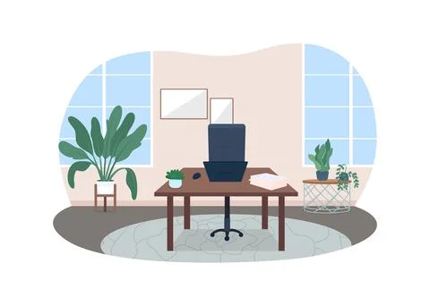 Home office 2D vector web banner, poster Illustrazione stock