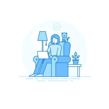 Home office and remote creative team member - outsource and freelance work .. Stock Illustration