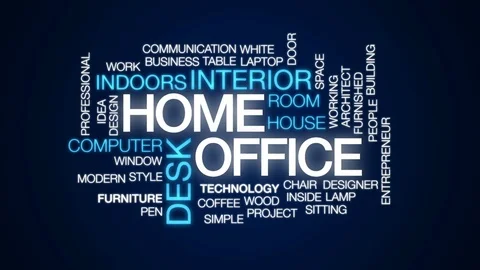 Home office animated word cloud, text design animation. Stock Footage 77271817