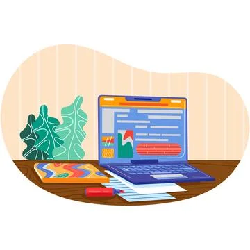 Home office for blogger work vector illustration 库存插图