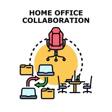 Home office collaboration remote work concept illustration イラスト素材