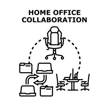 Home office collaboration remote work concept illustration Stock Illustration