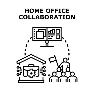 Home office collaboration team virtual project working Stock Illustration