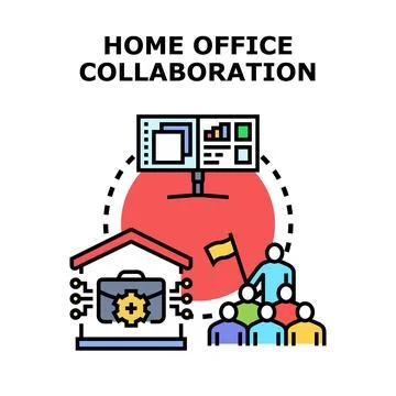 Home office collaboration team virtual project working Stock Illustration