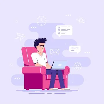 Home office concept design, flat style illustration Stock Illustration