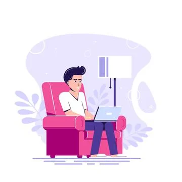 Home office concept design, flat style illustration Stock Illustration