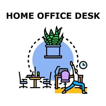 Home office desk concept working remotely from home Stock Illustration