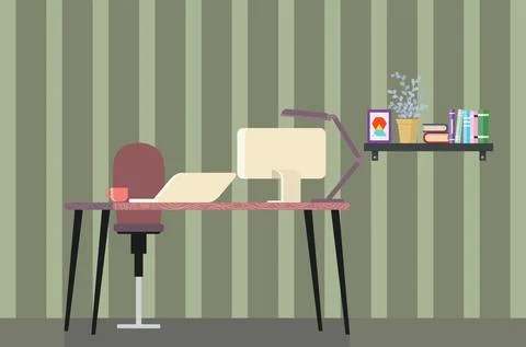 Home office desk Stockillustratie