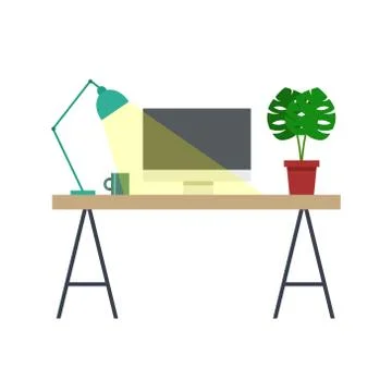 Home office flat icon, vector illustration Stockillustratie