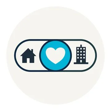 Home Office Heart Button Work Mode Toggle Stock Illustration