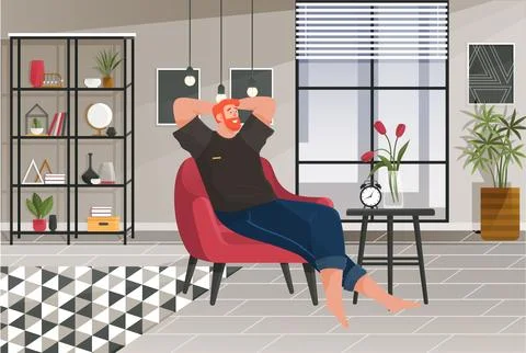 Home office interior. Vector illustration. Minimalist work space Remote working Stock Illustration