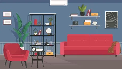Home office interior. Vector illustration. Designer architect workplace office Stock Illustration