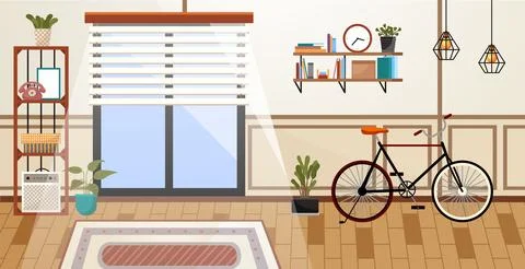 Home office interior. Vector illustration. Domestic and office furniture and Stock Illustration