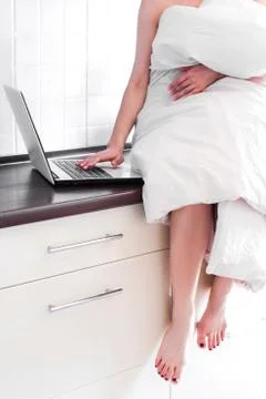 Home office in a kitchen  Stock Photos