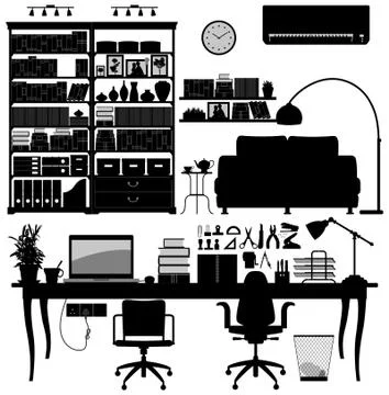 Home Office Library SOHO Vector Illustrazione stock