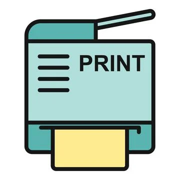 Home office multifunction printer printing document icon 库存插图