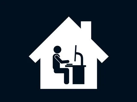 Home office - person is working on pc and personal computer at his individual Stock Illustration