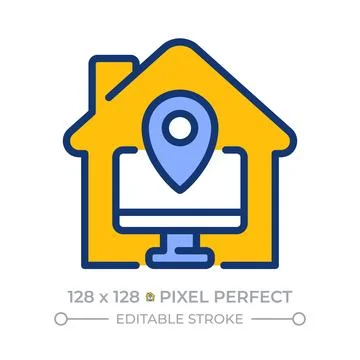 Home office pixel perfect line color icon Stock-Illustration